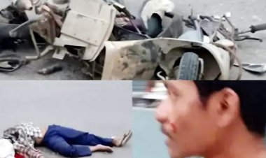 तेज रफ्तार वाहन चालक ने स्कूटी सवार मामा भांजे को लिया चपेट में, मामा की मौत, भांजा घायल